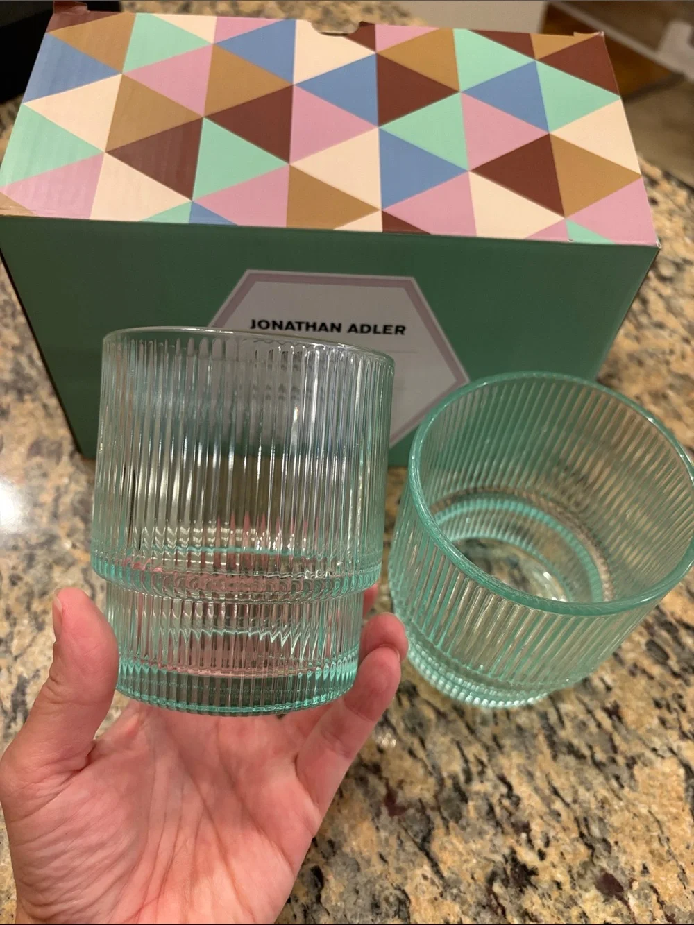 Jonathan Adler BIBA Ribbed Glasses - Set of 2 - NWT